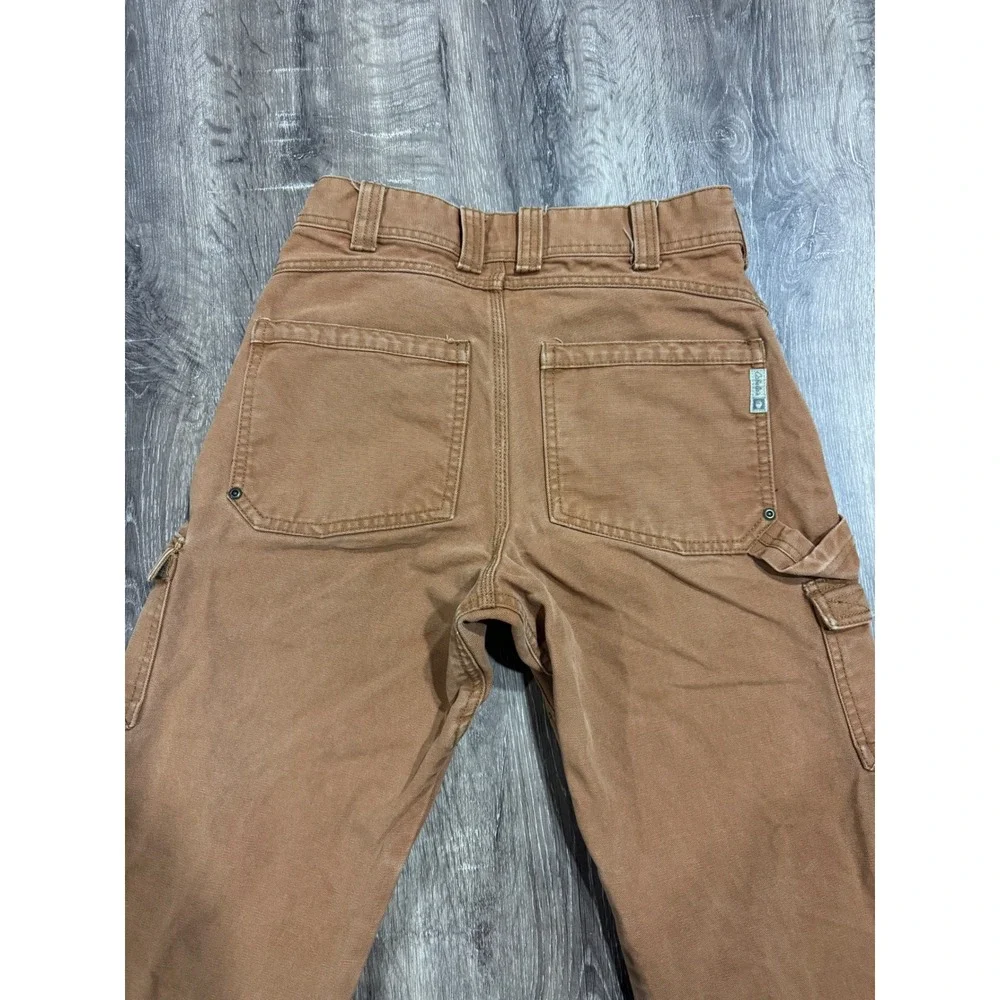 Cabelas Mens Brown Duck Canvas Cargo Work Pants Double Knee 31x29 M25PT081